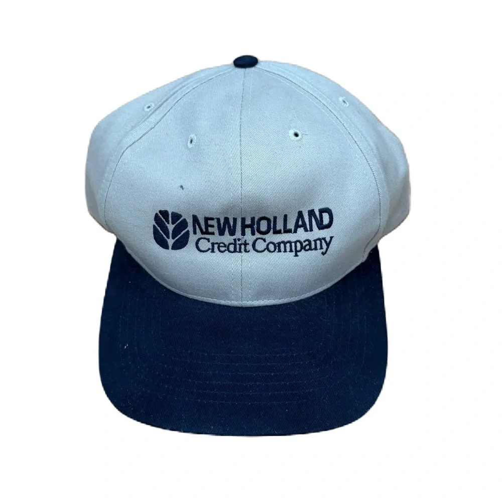 Vintage New Holland Credit Company Canvas Tan Hat Blue
